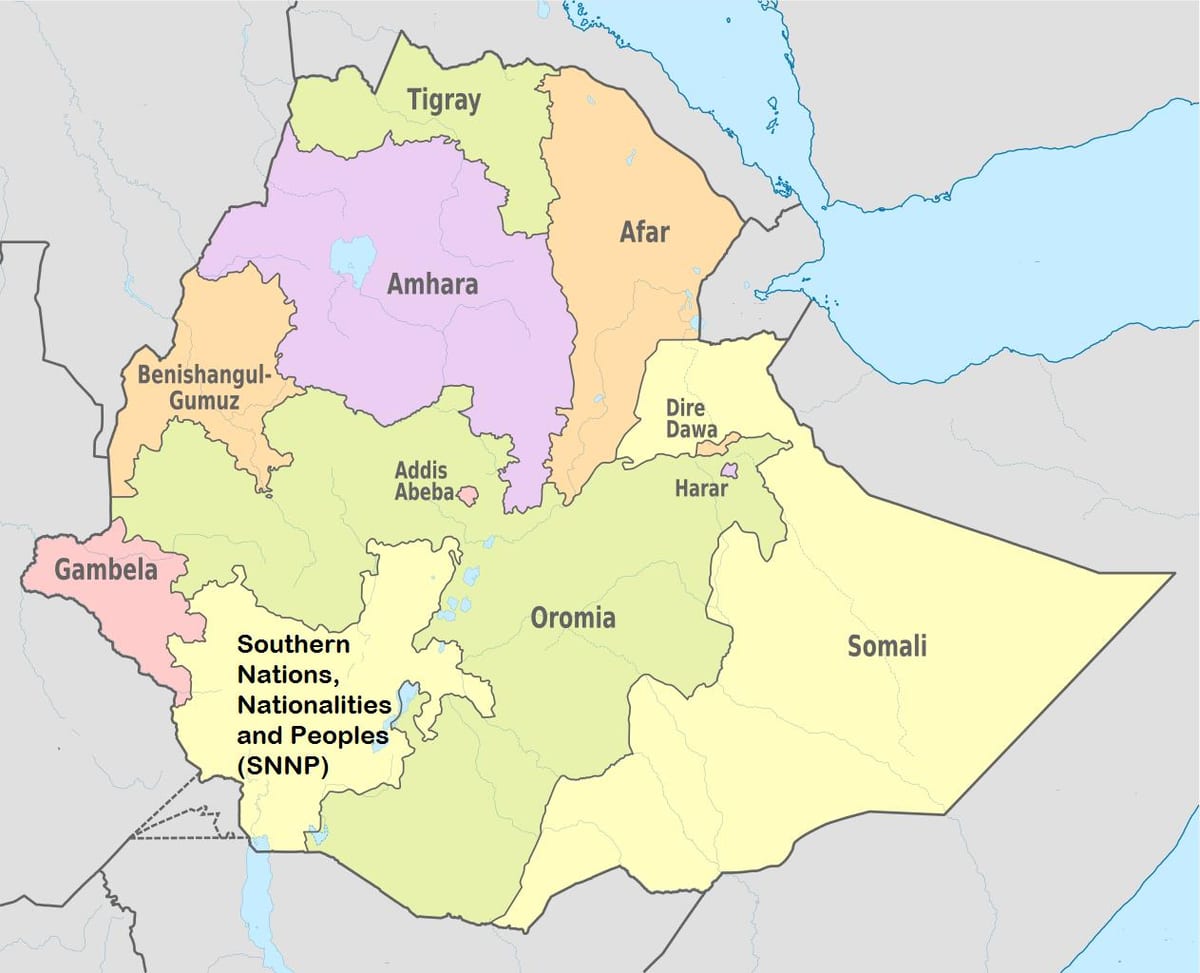 אתיופיה amhara אזור המפה