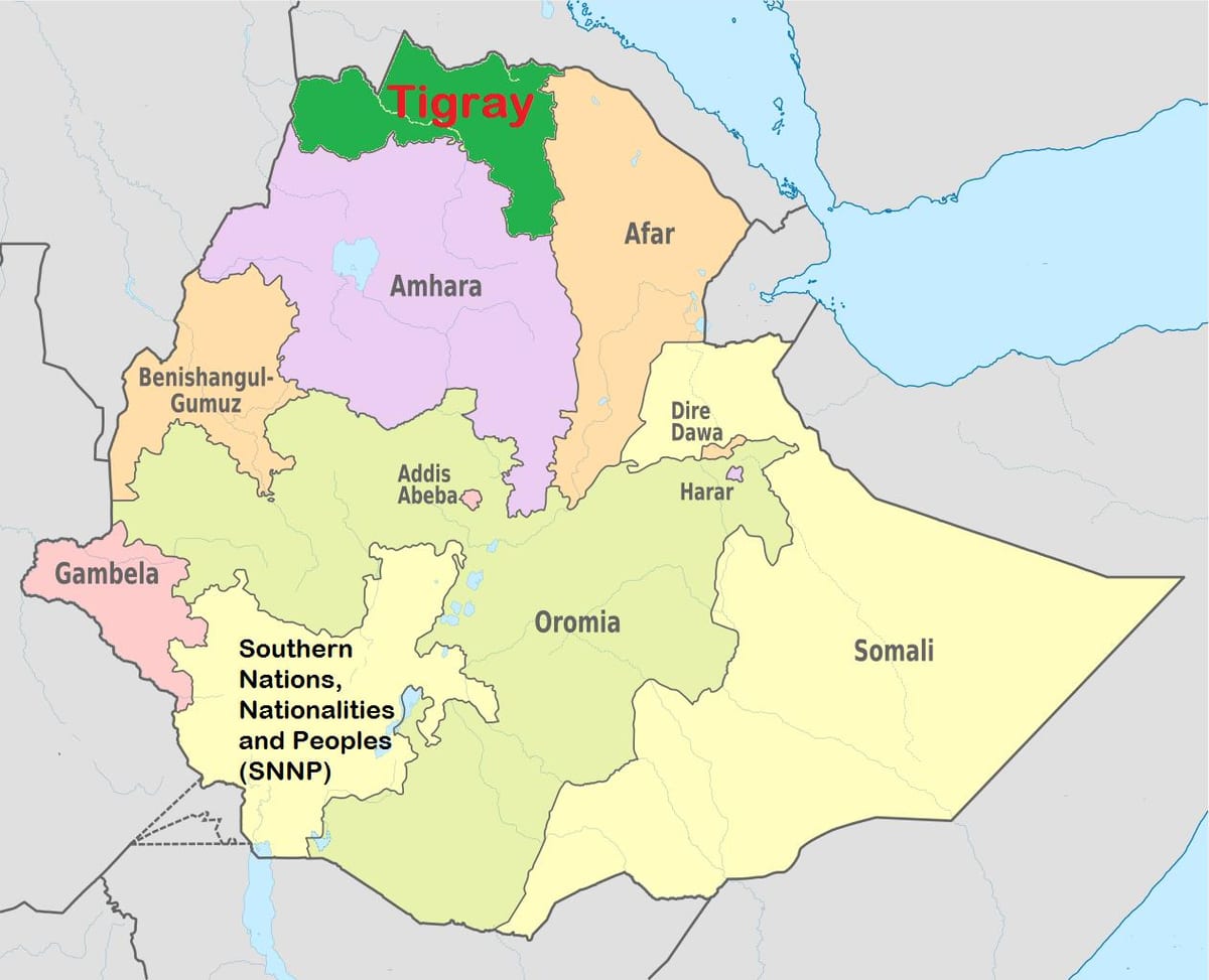 אתיופיה, tigray מפה