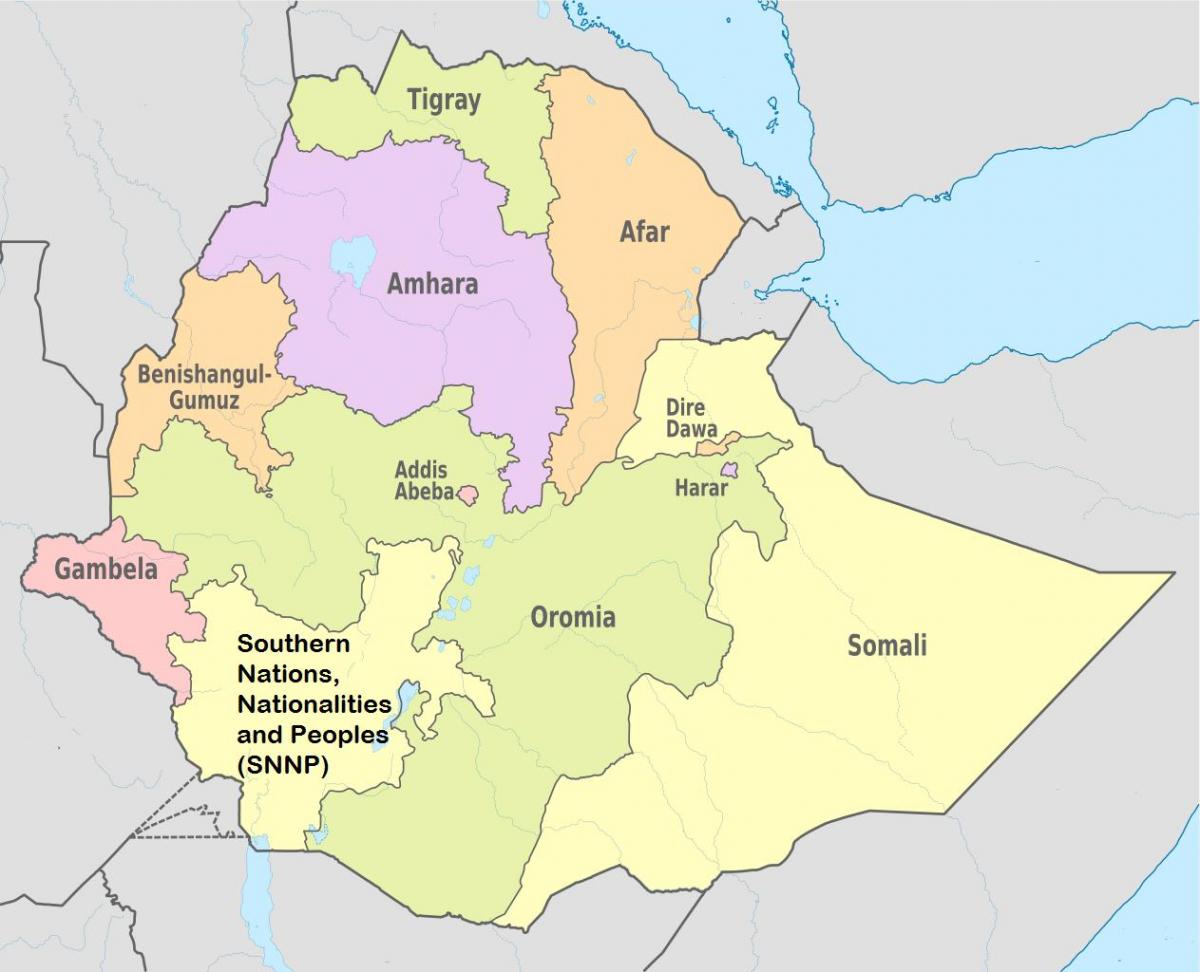 אתיופיה אזורי הברית מפה