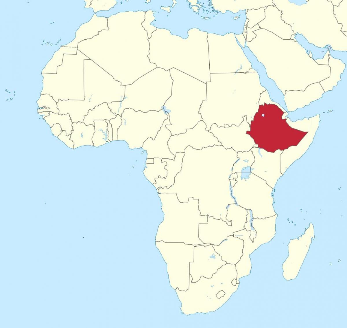 מפה של אפריקה מראה אתיופיה