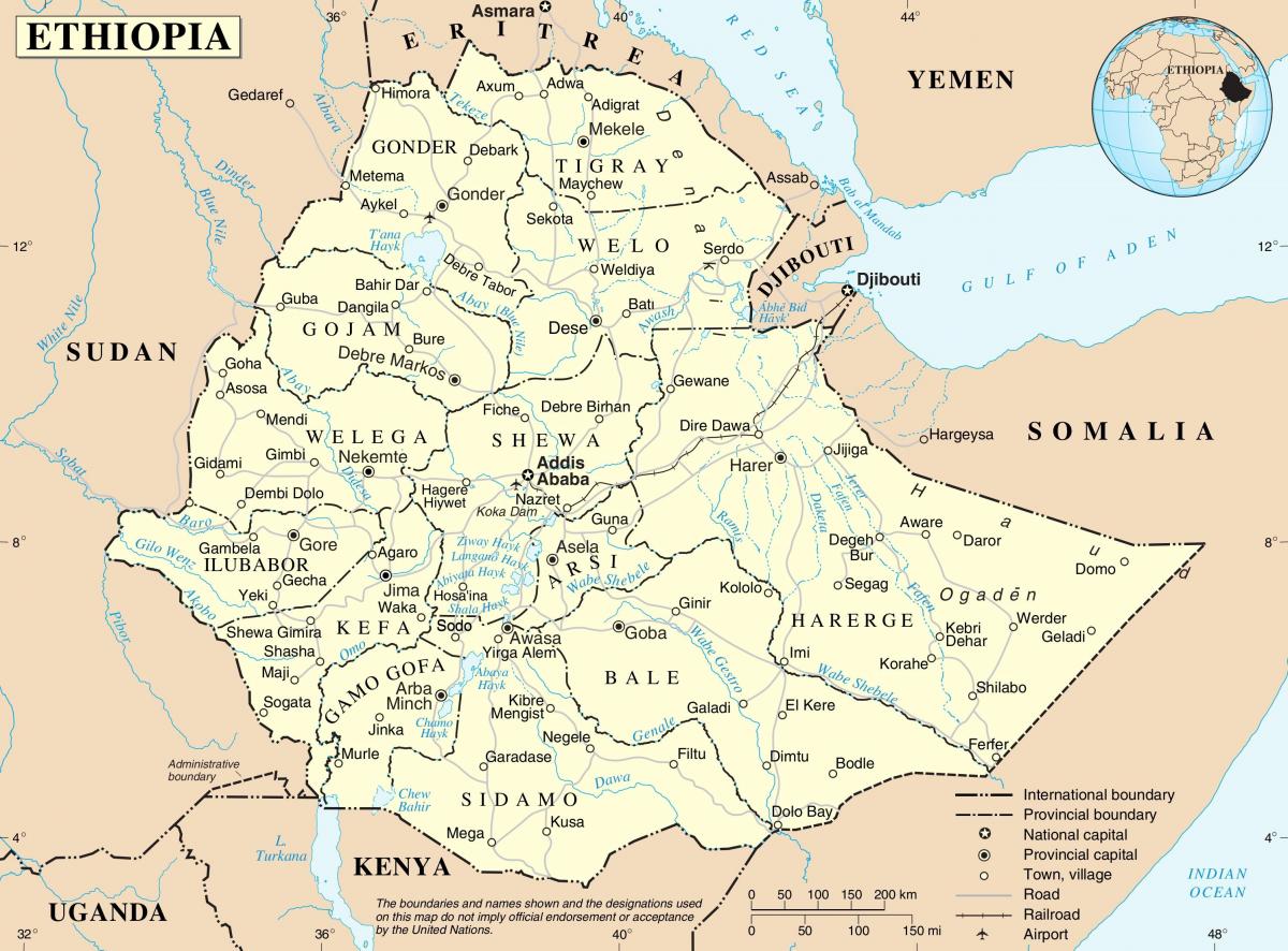 המפה הפוליטית של אתיופיה