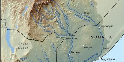 אתיופי הנהר אגנים מפה