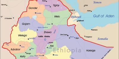 אתיופיה המפה עם ערים